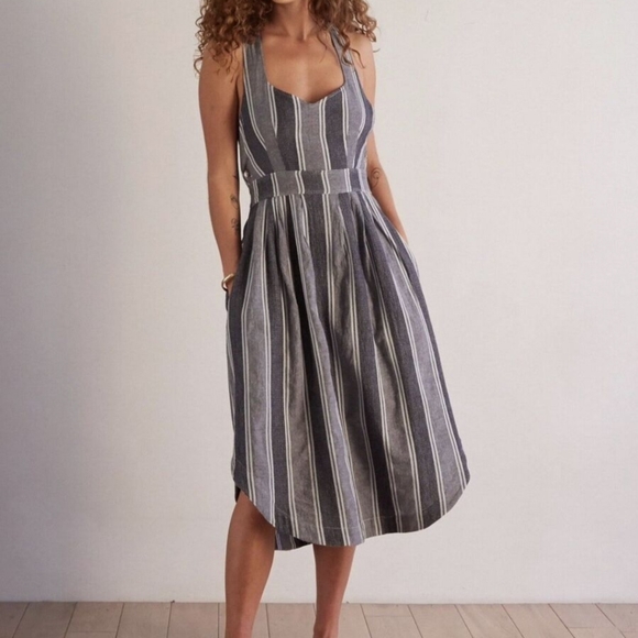 Anthropologie Dresses & Skirts - The Odells Anthropologie Women's NWT striped grey blue dress Size S boho summer